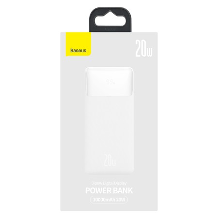 Baterie externa 10000mAh, 20W - Baseus Bipow Digital Display (PPBD050502) - White