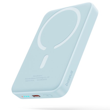 Acumulator Extern Type-C, Incarcare Wireless, 20W, 10000mAh + Cablu Type-C, 30cm - Baseus Mini Air (P10059001313-00) - Blue