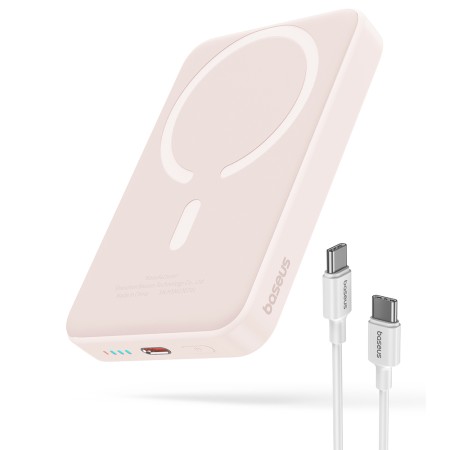 Acumulator Extern Type-C, Incarcare Wireless, 20W, 10000mAh + Cablu Type-C, 30cm - Baseus Mini Air (P10059001413-00) - Pink