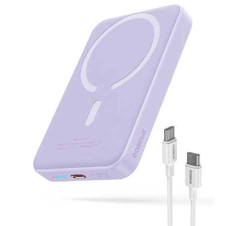 Acumulator Extern Type-C, Incarcare Wireless, 20W, 10000mAh + Cablu Type-C, 30cm - Baseus Mini Air (P10059001513-00) - Purple