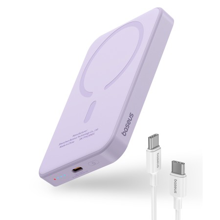 Acumulator Extern Type-C, Incarcare Wireless, 20W, 5000mAh + Cablu Type-C, 30cm - Baseus Mini (P10022107513-00) - Purple