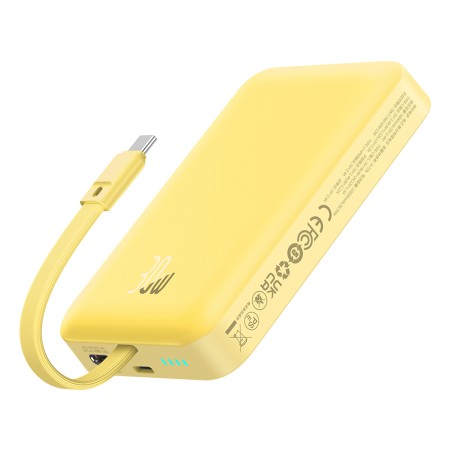 Acumulator Extern MagSafe, USB-C, Lightning, 30W, 10000mAh - Baseus Magnetic Mini (P1002210BY23-00) - Yellow