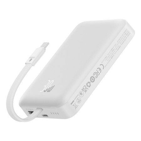 Acumulator Extern MagSafe, USB-C, Lightning, 30W, 10000mAh - Baseus Magnetic Mini (P1002210B223-00) - White