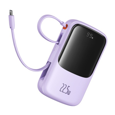 Acumulator Extern Lightning, 2x Type-C, USB, 22.5W, 10000mAh + Cablu Type-C - Baseus Qpow Pro+ (P10067101513-00) - Purple