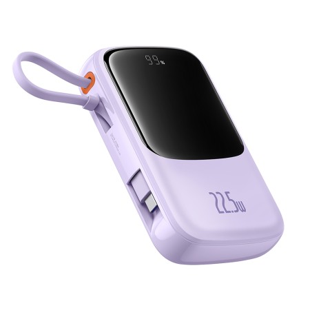 Acumulator Extern Lightning, 2x Type-C, USB, 22.5W, 10000mAh + Cablu Type-C - Baseus Qpow Pro+ (P10067101513-00) - Purple