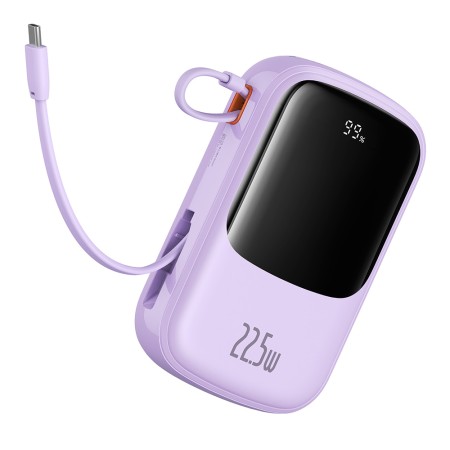 Acumulator Extern Lightning, 2x Type-C, USB, 22.5W, 20000mAh + Cablu Type-C - Baseus Qpow Pro+ (P10067103513-00) - Purple