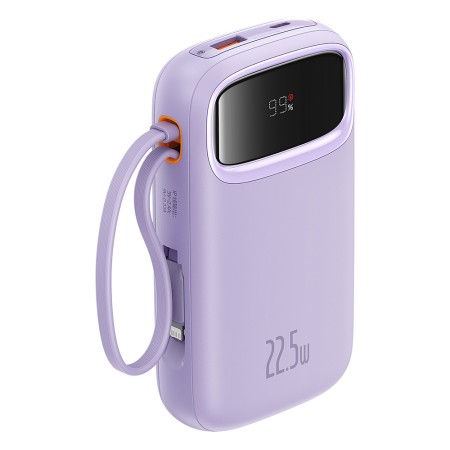 Acumulator Extern 2x Lightning, 3x Type-C, 2x USB, 22.5W, 10000mAh + Cablu Type-C, 30cm - Baseus Qpow Pro+ (P10055003513-00) - Purple