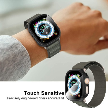 Husa pentru Apple Watch Ultra / Ultra 2 + Folie - Techsuit Defense360 Pro - Black