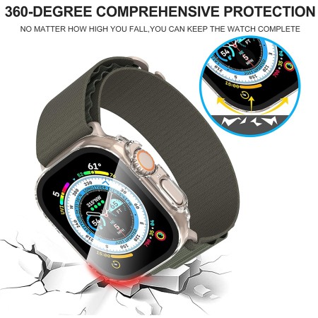 Husa pentru Apple Watch Ultra / Ultra 2 + Folie - Techsuit Defense360 Pro - Clear