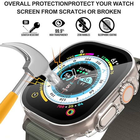 Husa pentru Apple Watch Ultra / Ultra 2 + Folie - Techsuit Defense360 Pro - Clear