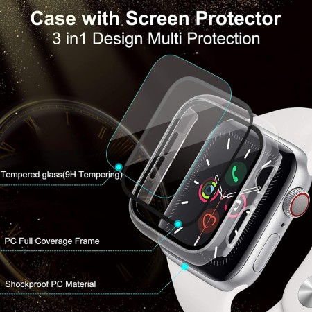 Husa pentru Apple Watch 4 / 5 / 6 / SE (44mm) + Folie - Techsuit Defense360 Pro - Clear