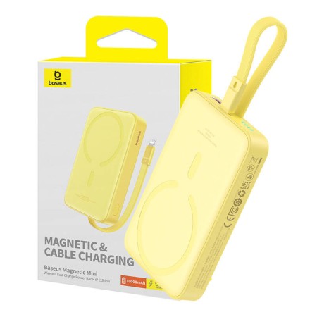 Acumulator Extern MagSafe, USB-C, 10000mAh, 20W - Baseus Magnetic Mini (P10022109Y23-00) - Yellow