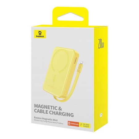 Acumulator Extern MagSafe, USB-C, 10000mAh, 20W - Baseus Magnetic Mini (P10022109Y23-00) - Yellow