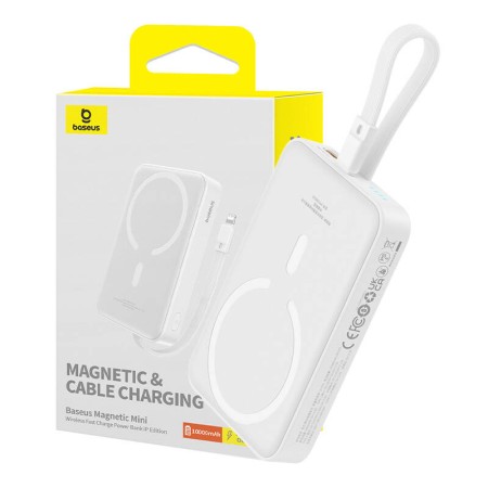 Acumulator Extern MagSafe, USB-C, 10000mAh, 20W - Baseus Magnetic Mini (P10022109223-00) - White