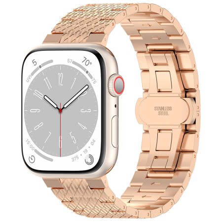 Curea pentru Apple Watch 1/2/3/4/5/6/7/8/9/SE/SE 2/Ultra/Ultra 2 (42/44/45/49mm) - Techsuit Watchband (W052) - Rose Gold