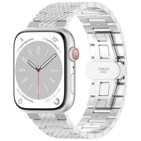 Curea pentru Apple Watch 1/2/3/4/5/6/7/8/9/SE/SE 2/Ultra/Ultra 2 (42/44/45/49mm) - Techsuit Watchband (W052) - Silver