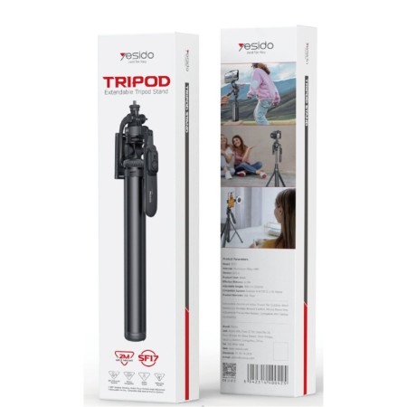 Selfie Stick cu Telecomanda si Trepied, BT 5.0 - Yesido (SF17) - Black