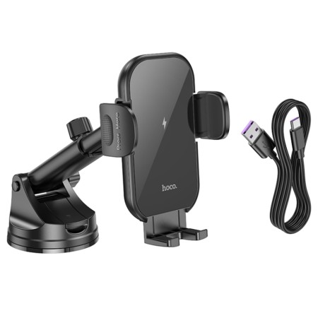 Suport Bord / Parbriz pentru Telefon, 15W - Hoco Journey (HW5) - Black