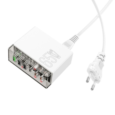 Incarcator 3x USB, 3x Type-C, 65W - Hoco Fuerza (N36) - White