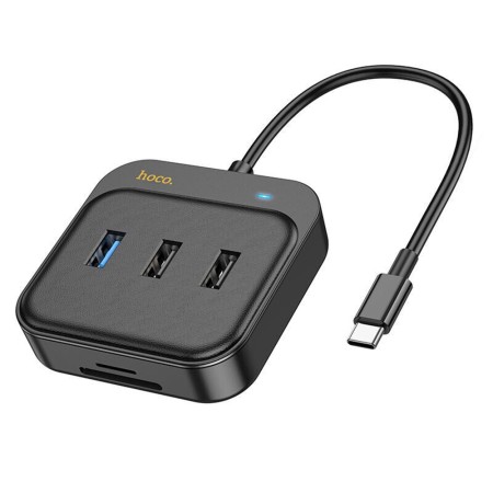 Adaptor Type-C la HDMI, SD, TF, USB3.0, 2x USB2, 100W - Hoco (HB38) - Black