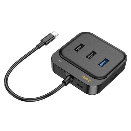 Adaptor Type-C la HDMI, SD, TF, USB3.0, 2x USB2, 100W - Hoco (HB38) - Black