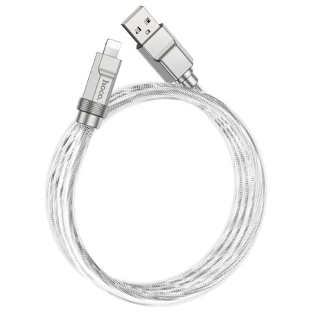 Cablu USB la Lightning, 2.4A, 1m - Hoco Crystal (U113) - Silver