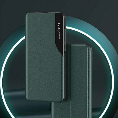 Husa Tip Carte pentru Samsung Galaxy M55, Stand View, Vegan Leather, Dark Green