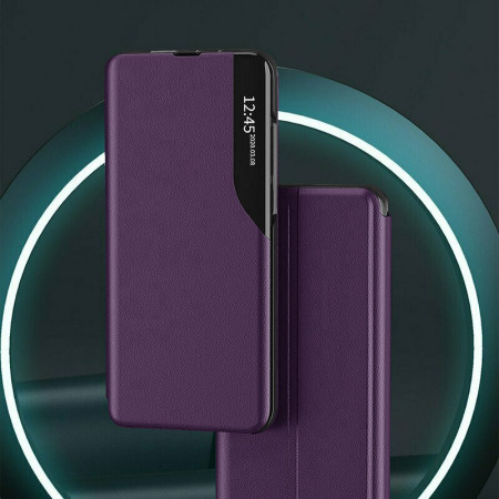 Husa Tip Carte pentru Samsung Galaxy M55, Stand View, Vegan Leather, Purple