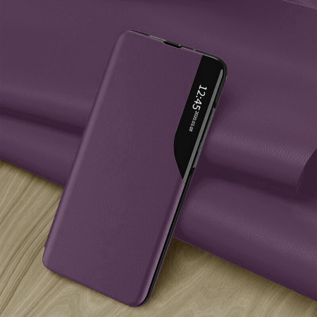 Husa Tip Carte pentru Samsung Galaxy M55, Stand View, Vegan Leather, Purple