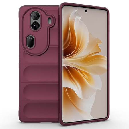 Husa pentru Oppo Reno11 Pro, Antisoc, Margini Striatii, Magic Shield, Bordeaux