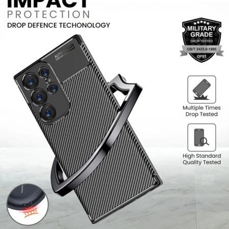 Husa pentru Samsung Galaxy S24 Ultra, CarbonFiber, Black