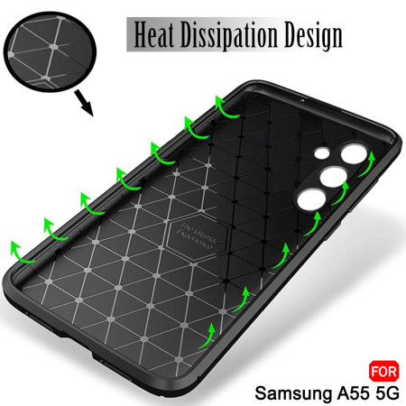 Husa pentru Samsung Galaxy A35 5G, CarbonFiber, Black