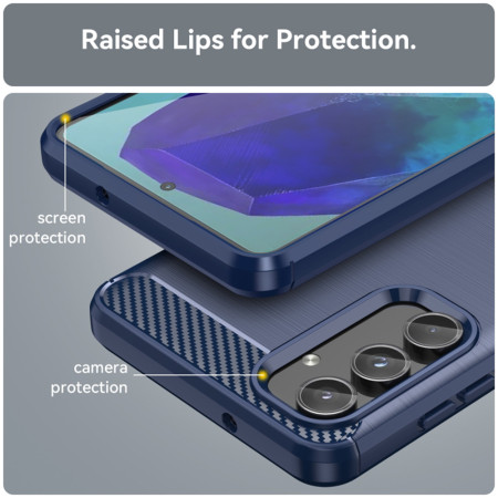 Husa Carbon pentru Samsung Galaxy M55, Tech Protects, Blue