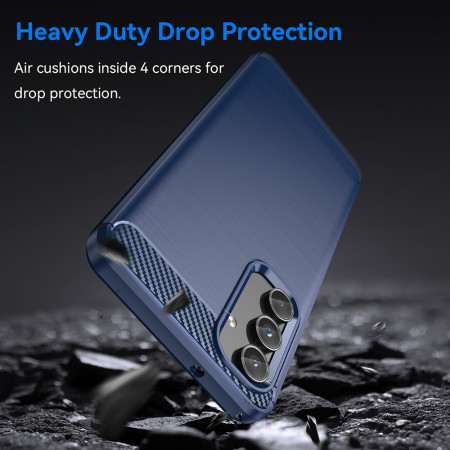 Husa Carbon pentru Samsung Galaxy M55, Tech Protects, Blue
