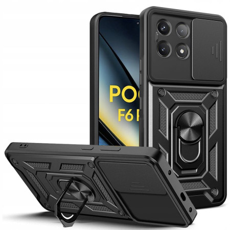 Husa pentru Xiaomi Poco F6 Pro, CamShield Protectie Camera, Magnetic, Slide si Snap, Black