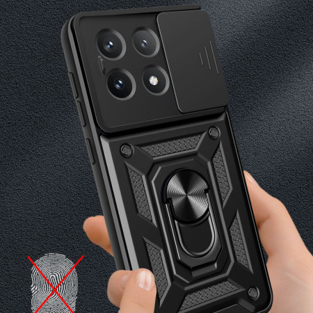 Husa pentru Xiaomi Poco F6 Pro, CamShield Protectie Camera, Magnetic, Slide si Snap, Black