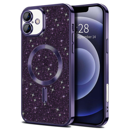 Husa pentru iPhone 16, Glitter MagSafe, Atasare Magnetica, Deep Purple