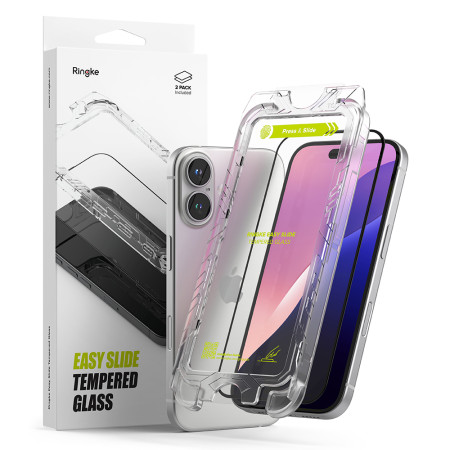 Folie pentru iPhone 16 Plus / iPhone 15 Plus (set 2) - Ringke Easy Slide Tempered Glass - Clear