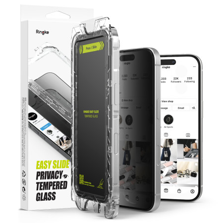 Folie pentru iPhone 16 Plus / iPhone 15 Plus (set 2) - Ringke Easy Slide Tempered Glass - Privacy