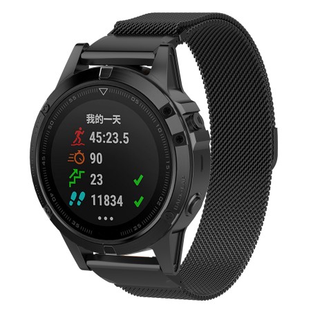 Curea pentru Garmin Fenix 3/3 HR/5X/5X Plus/6X/6X Pro/7X/7X Pro Solar - Techsuit Watchband QuickFit 26mm (W009) - Black