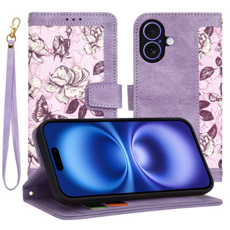 Husa FlipCraft pentru iPhone 16 - Protectie 360, Design Floral, Mysterious Purple