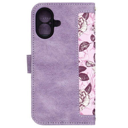 Husa FlipCraft pentru iPhone 16 - Protectie 360, Design Floral, Mysterious Purple