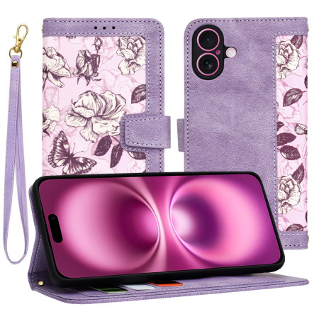 Husa FlipCraft pentru iPhone 16 Plus - Protectie 360, Design Floral, Mysterious Purple