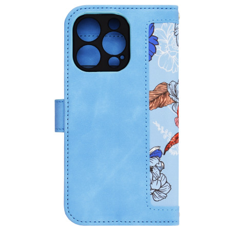 Husa FlipCraft pentru iPhone 16 Pro - Protectie 360, Design Floral, Vibrant Blue