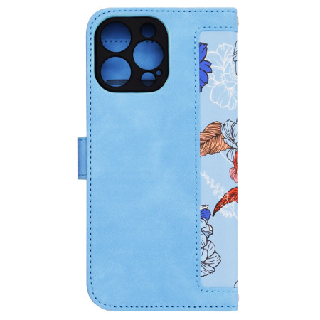 Husa FlipCraft pentru iPhone 16 Pro Max - Protectie 360, Design Floral, Vibrant Blue