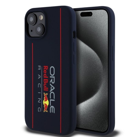 Husa pentru iPhone 15 - Red Bull Racing Silicone Oversize Vertical Logo MagSafe (RBHMP15S24SIOLRV) - Navy