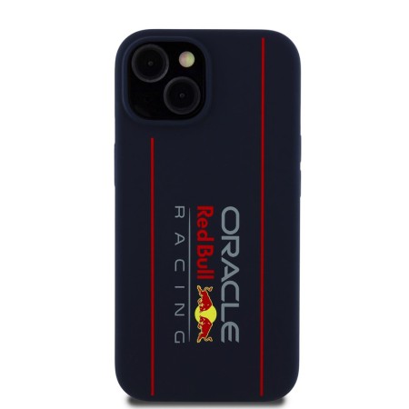 Husa pentru iPhone 15 - Red Bull Racing Silicone Oversize Vertical Logo MagSafe (RBHMP15S24SIOLRV) - Navy