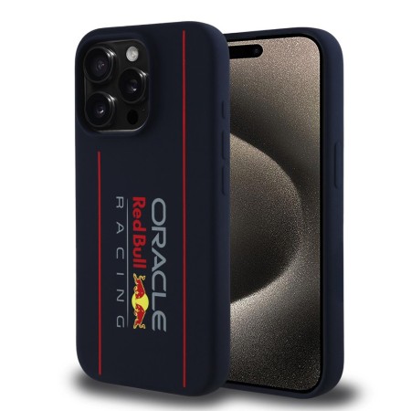 Husa pentru iPhone 15 Pro Max - Red Bull Racing Silicone Oversize Vertical Logo MagSafe (RBHMP15X24SIOLRV) - Navy