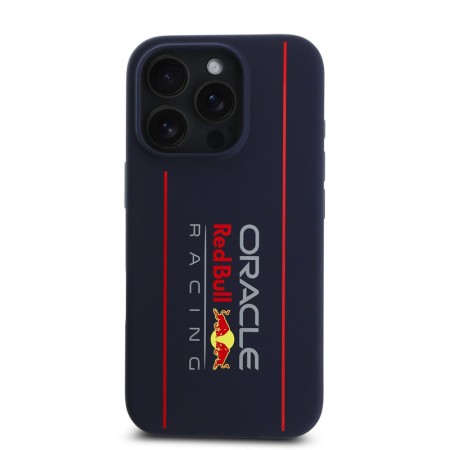 Husa pentru iPhone 16 Pro - Red Bull Racing Silicone Oversize Vertical Logo MagSafe (RBHMP16L24SIOLRV) - Navy