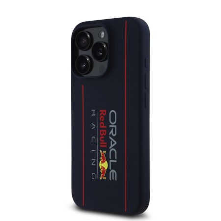 Husa pentru iPhone 16 Pro - Red Bull Racing Silicone Oversize Vertical Logo MagSafe (RBHMP16L24SIOLRV) - Navy